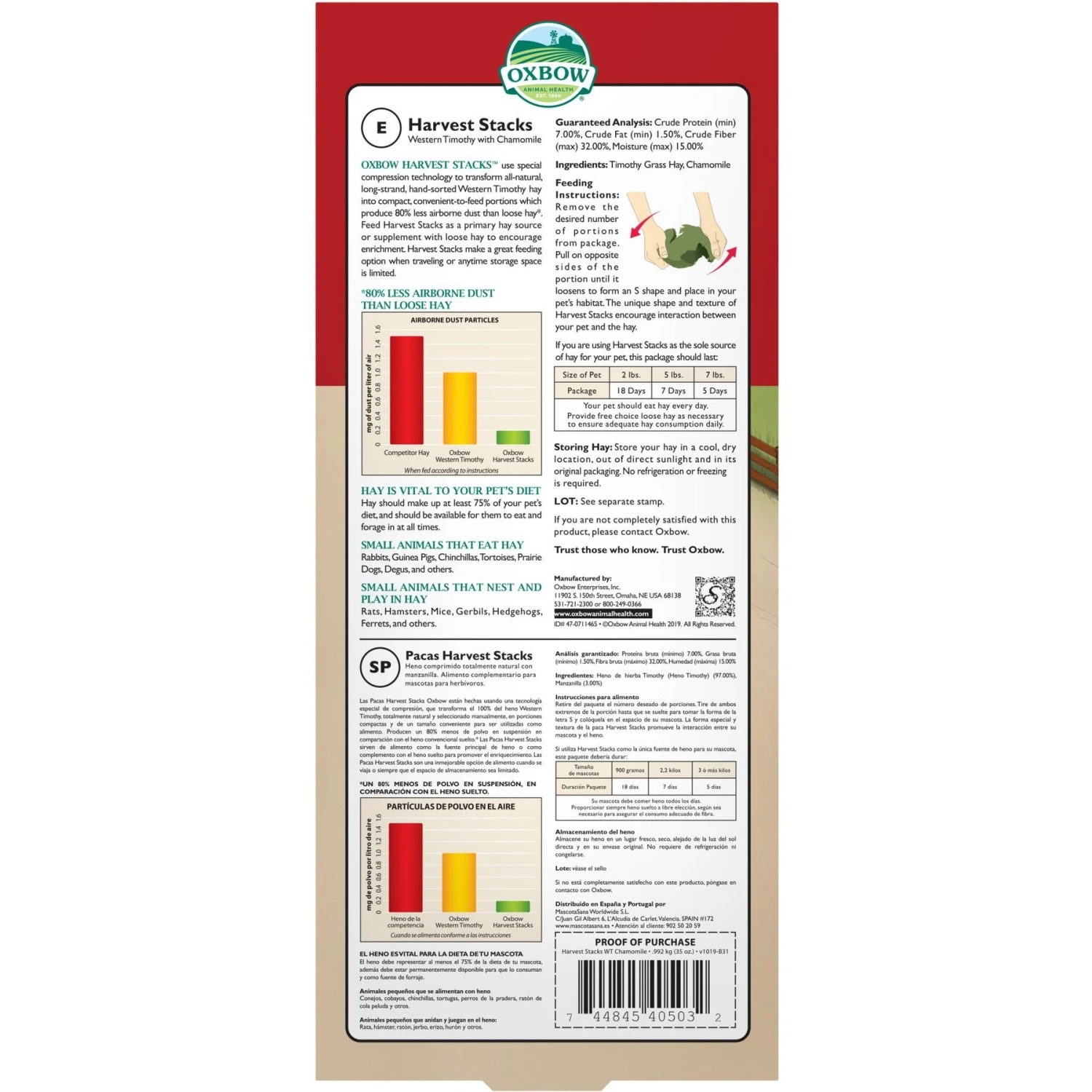Oxbow Animal Health Harvest Hay Stacks Western Timothy Hay With Chamomile All Natural Hay For Rabbits, Guinea Pigs, Chinchillas, Hamsters & Gerbils 2 Oxbow Animal Health Harvest Hay Stacks Western Timothy Hay With Chamomile All Natural Hay For Rabbits, Guinea Pigs, Chinchillas, Hamsters & Gerbils - Image 2