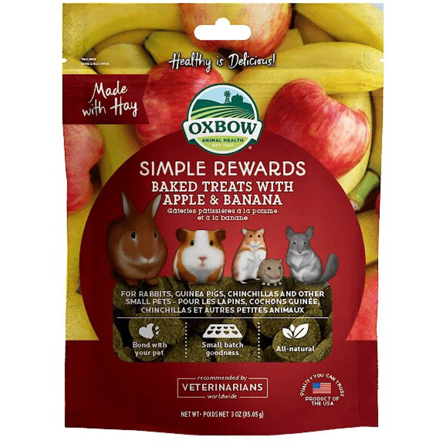 Oxbow Simple Rewards Oven Baked With Apple & Banana Small Animal Treats 1 Oxbow Simple Rewards Oven Baked With Apple & Banana Small Animal Treats