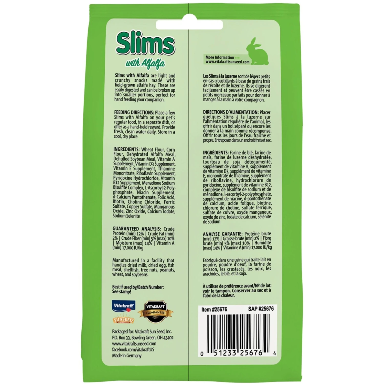 Vitakraft Slims Alfalfa Hay Crispy Nibble Stick Small Animal Treats 2 Vitakraft Slims Alfalfa Hay Crispy Nibble Stick Small Animal Treats - Image 2