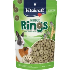 Vitakraft Crunchy Alfalfa Nibble Rings Rabbit, Guinea Pig, Hamster & Small Animal Treat, 10.6-0z Bag