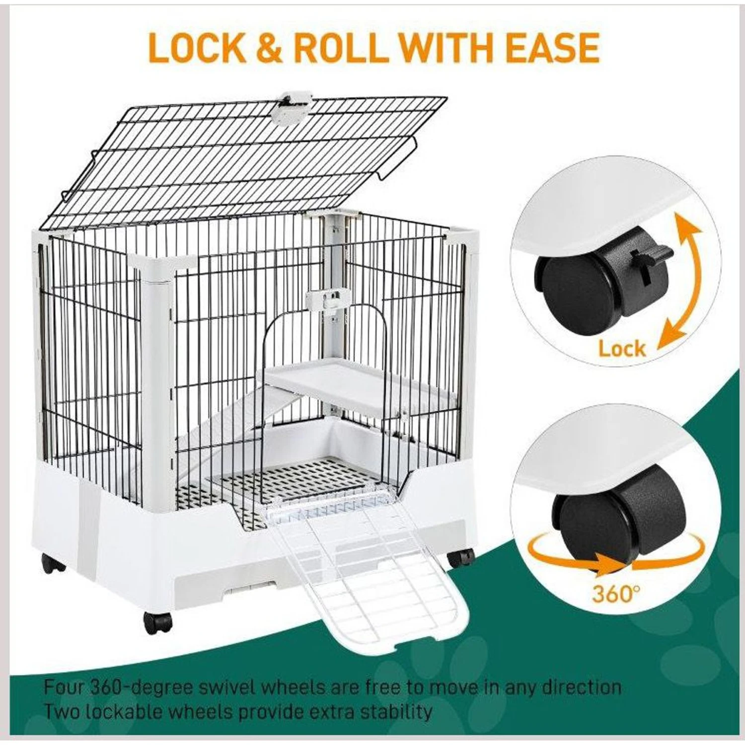 Yaheetech 2-Level Rolling Rabbit Cage, Gray 6 Yaheetech 2-Level Rolling Rabbit Cage, Gray - Image 6