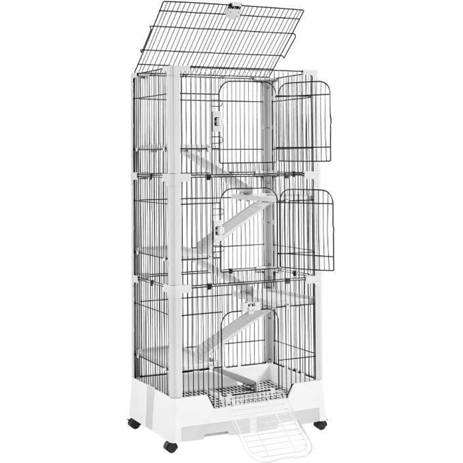 Yaheetech 6-Level Rolling Rabbit Cage On Wheel, Gray 2 Yaheetech 6-Level Rolling Rabbit Cage On Wheel, Gray - Image 2