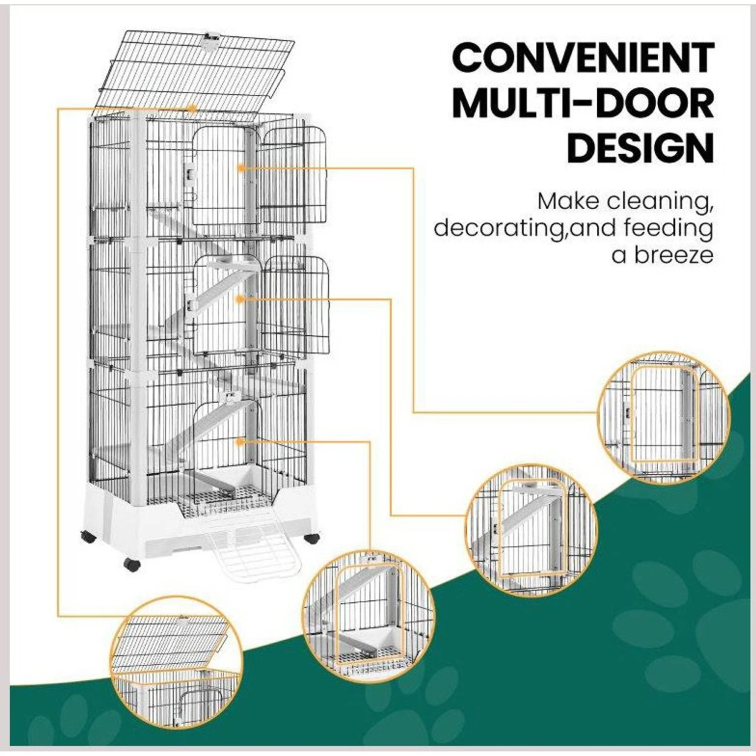 Yaheetech 6-Level Rolling Rabbit Cage On Wheel, Gray 6 Yaheetech 6-Level Rolling Rabbit Cage On Wheel, Gray - Image 6