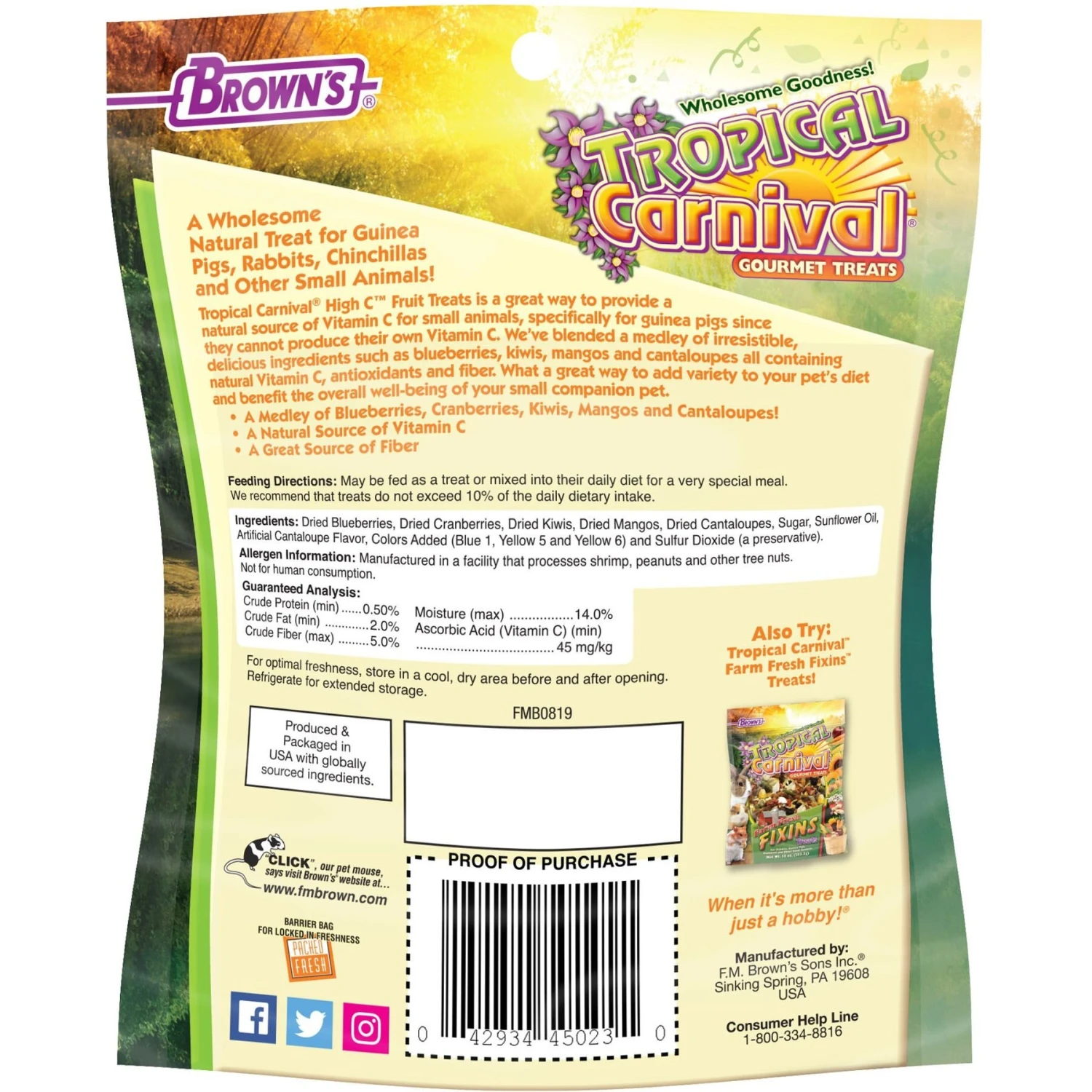 Brown's Tropical Carnival High-C Small Animal Treats 2 Brown's Tropical Carnival High-C Small Animal Treats - Image 2