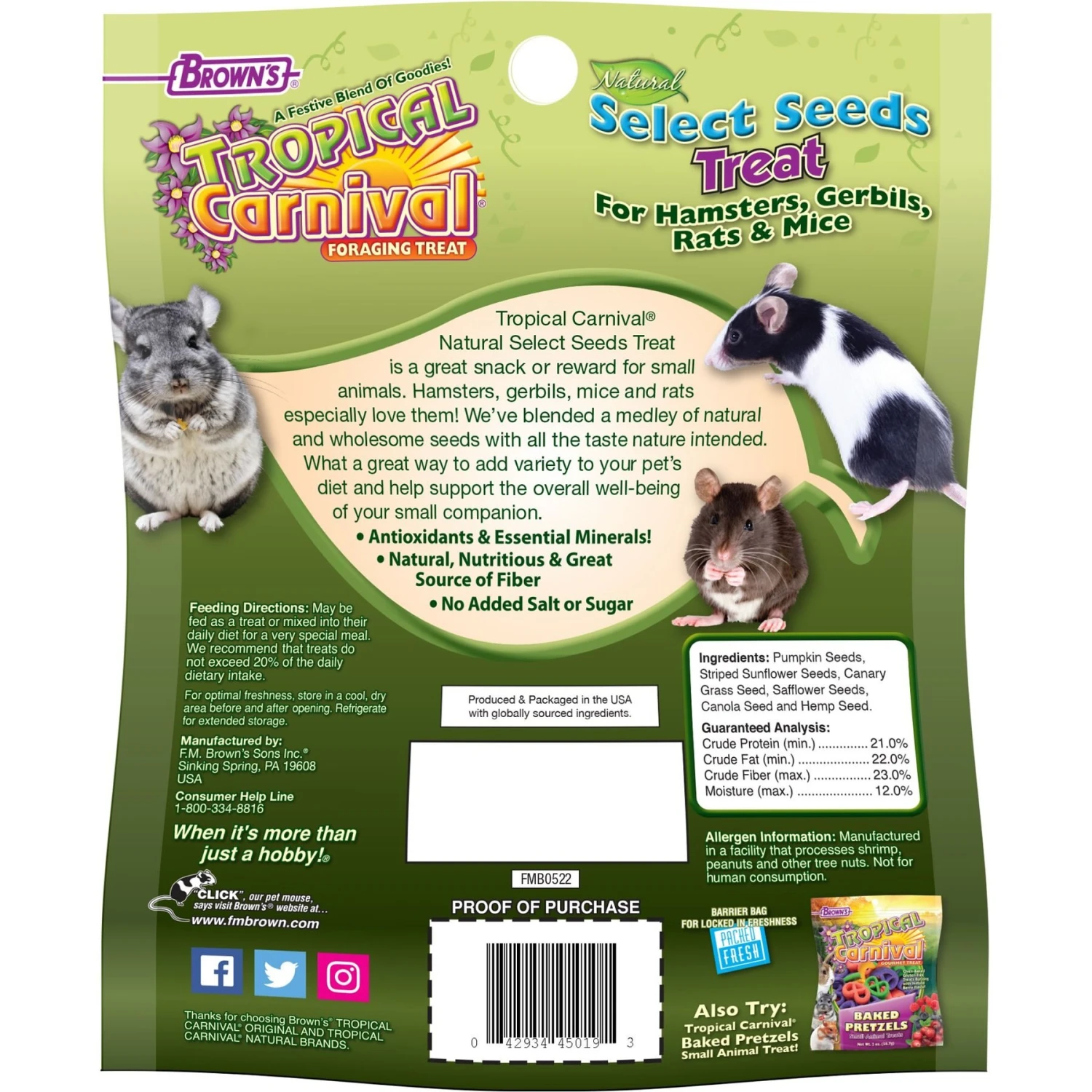 Brown's Tropical Carnival Natural Select Seeds Small Animal Treats 2 Brown's Tropical Carnival Natural Select Seeds Small Animal Treats - Image 2