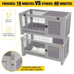 Aivituvin AIR18 -F Folding Rabbit Hutch, Gray -MiniMates Shop 984542 PT2. AC SS1800 V1699634205