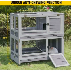 Aivituvin AIR18 -F Folding Rabbit Hutch, Gray -MiniMates Shop 984542 PT5. AC SS1800 V1699634206